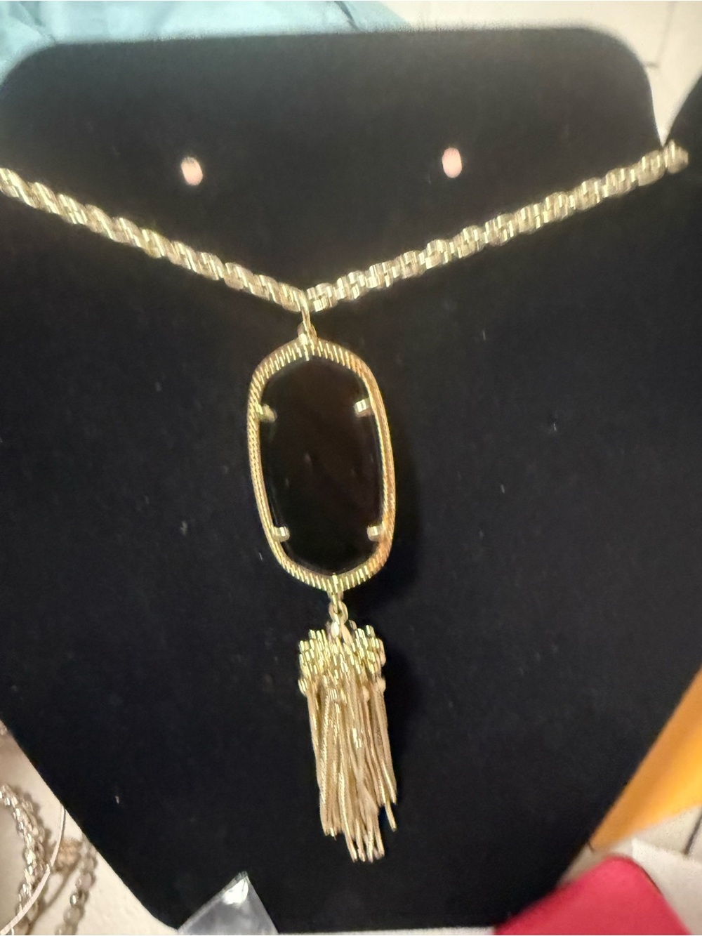 Kendra Scott Gold-Tone Rayne Black Stone Tassel Necklace